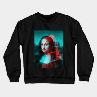 Monna Lisa with a Pearl Earring Interactive Red&Blue Filter Crewneck Sweatshirt